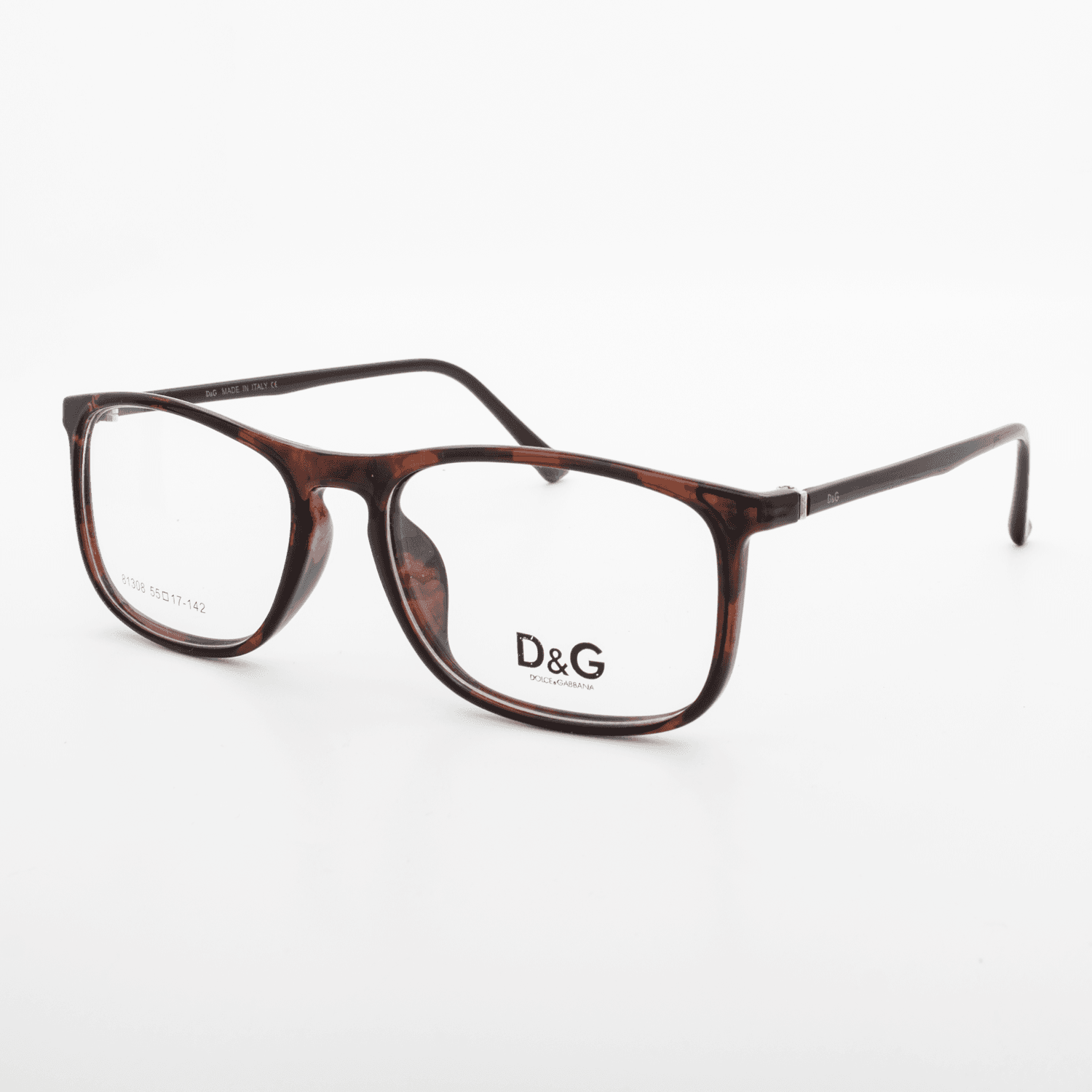 نظارة طبية D&G مستطيلة بني محبر