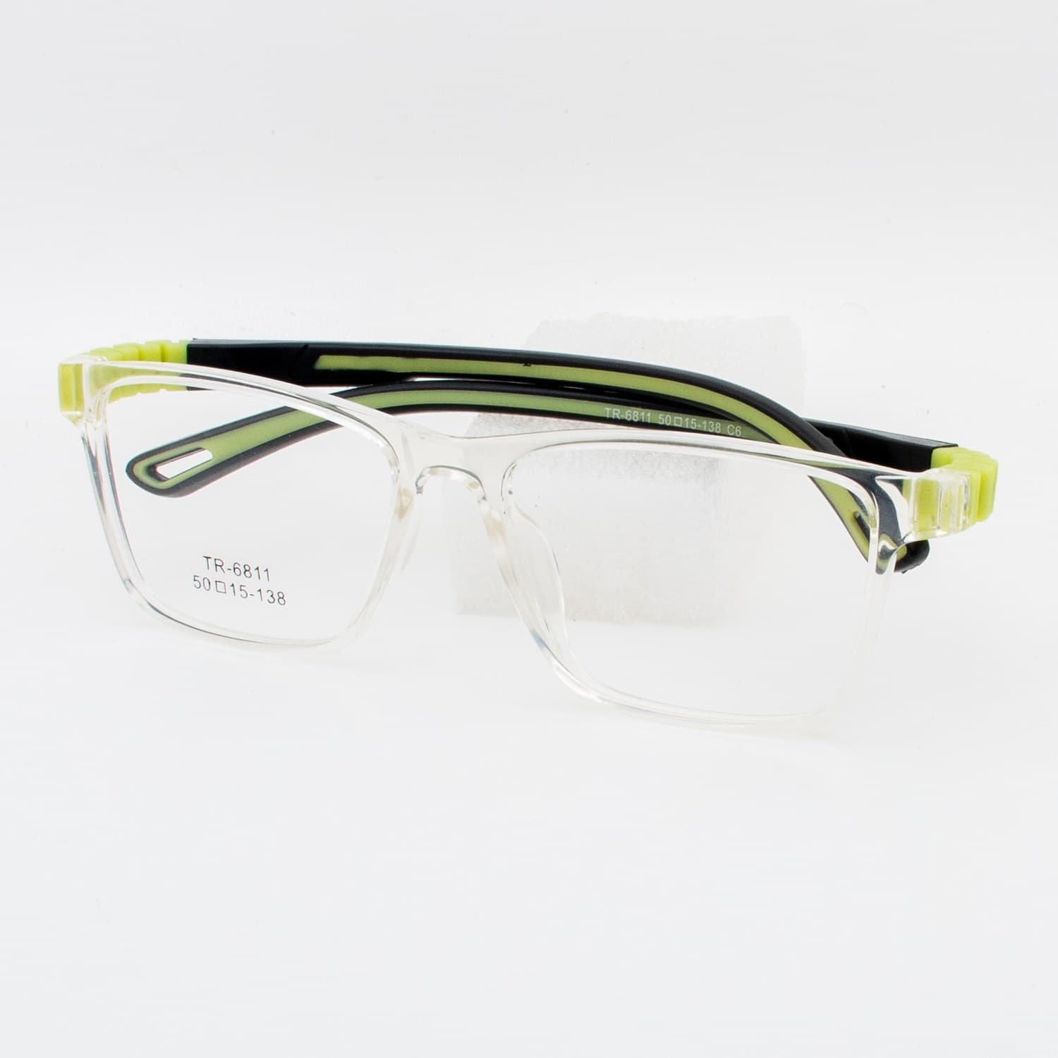 نظارة طبية مستطيلة شفافة بلمسة أخضر نيون