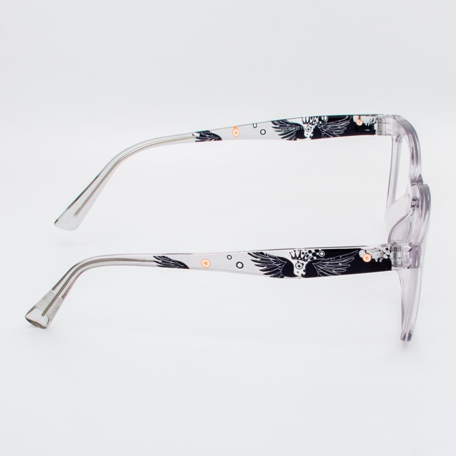 نظارة طبية مستطيلة بنفسجية شفافة بنقوش