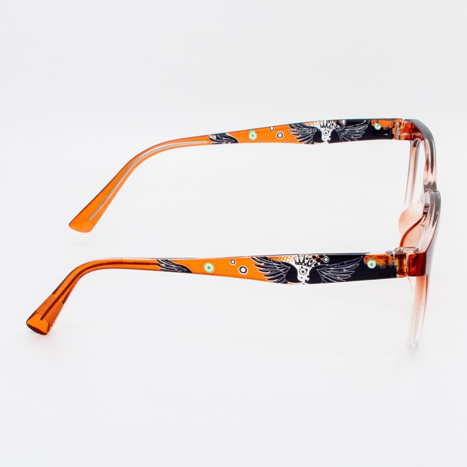 نظارة طبية مستطيلة متدرجة بني محروق وبرتقالي