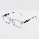 نظارة طبية مستطيلة رمادية شفافة بنقوش - مصغرة 3