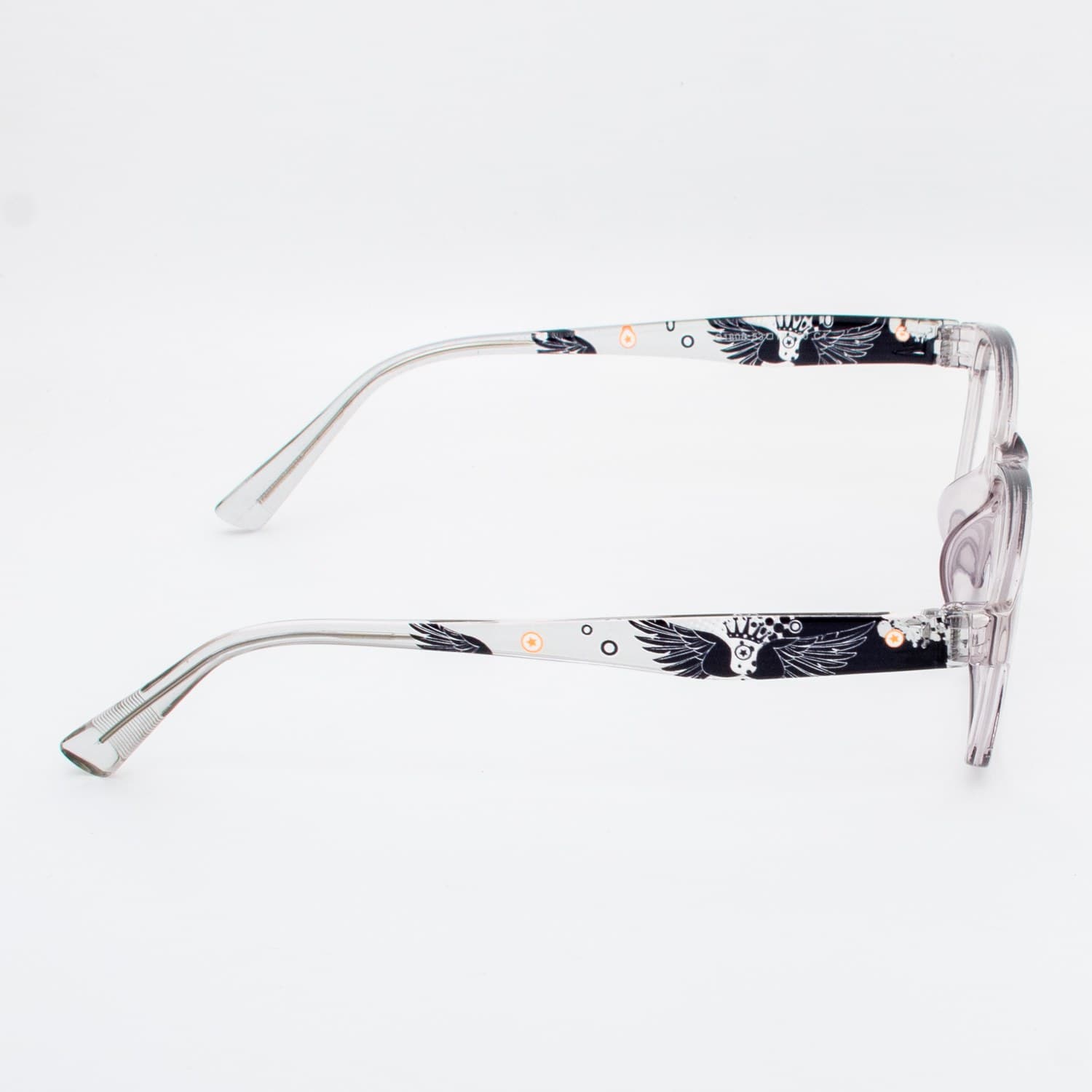 نظارة طبية مستطيلة رمادية شفافة بنقوش