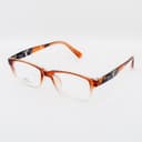 نظارة طبية مستطيلة بتدرج بني وأذرع برتقالية بنقشة - مصغرة 1