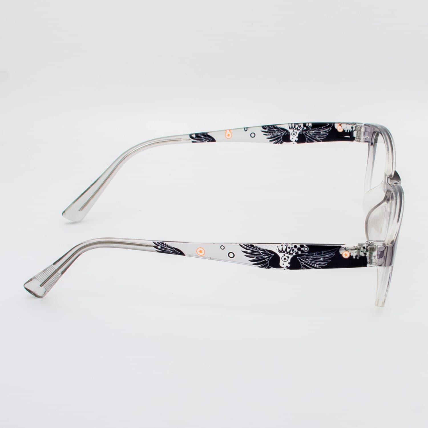 نظارة طبية مستطيلة رمادية شفافة بنقوش