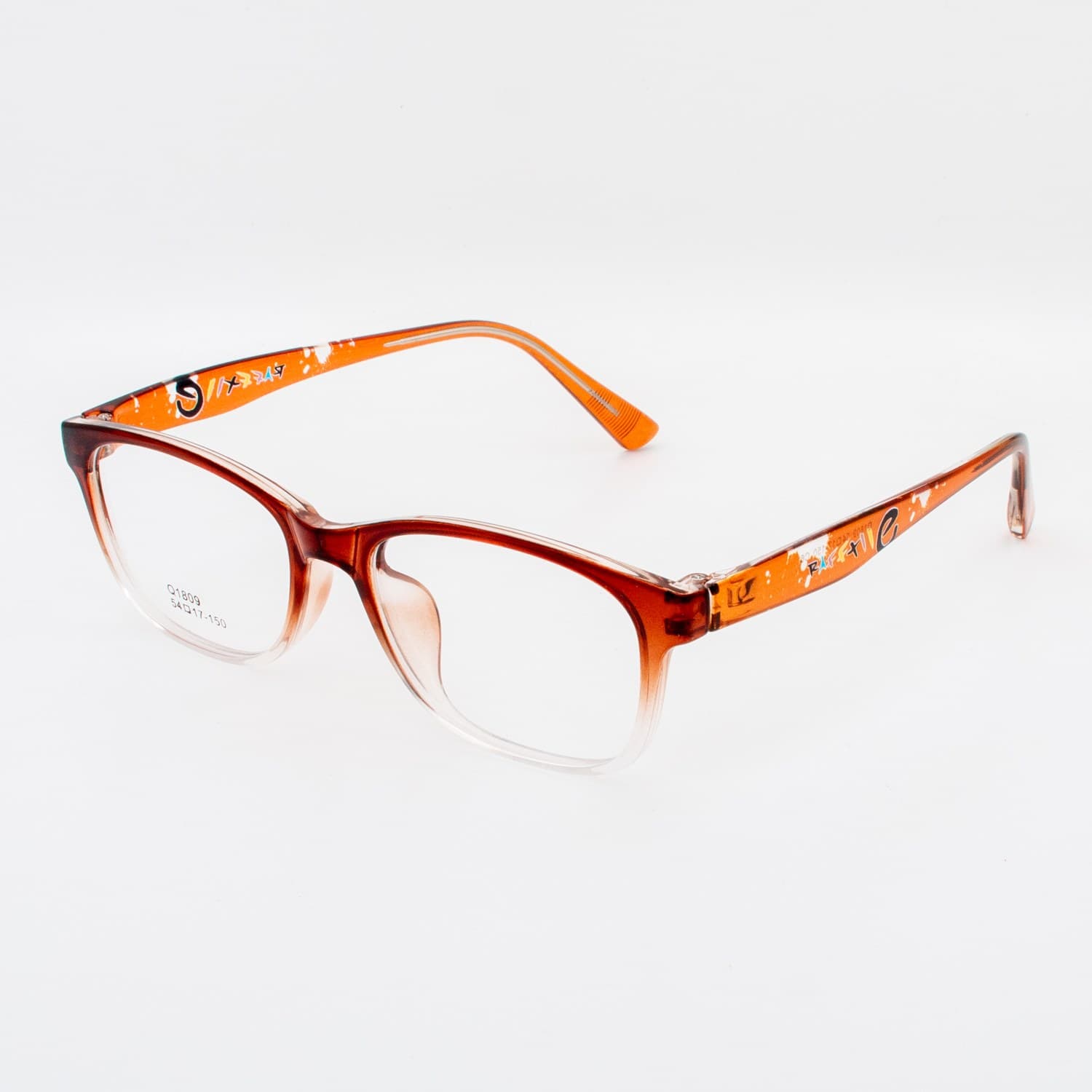 نظارة طبية مستطيلة متدرجة بني وبرتقالي